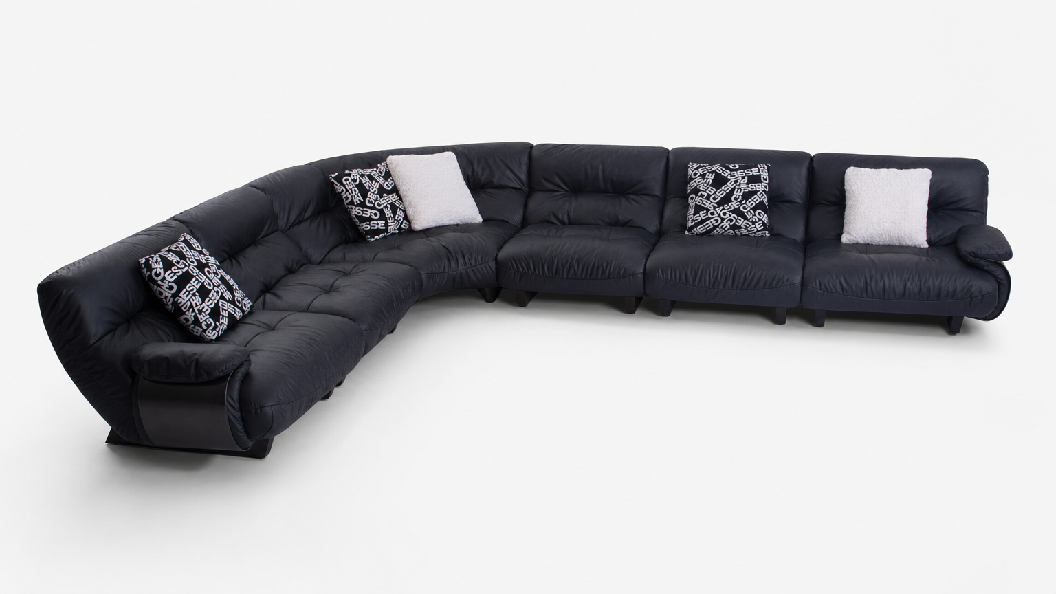 Ebony Quilted Leather Sectional - FOBOO designer furniture