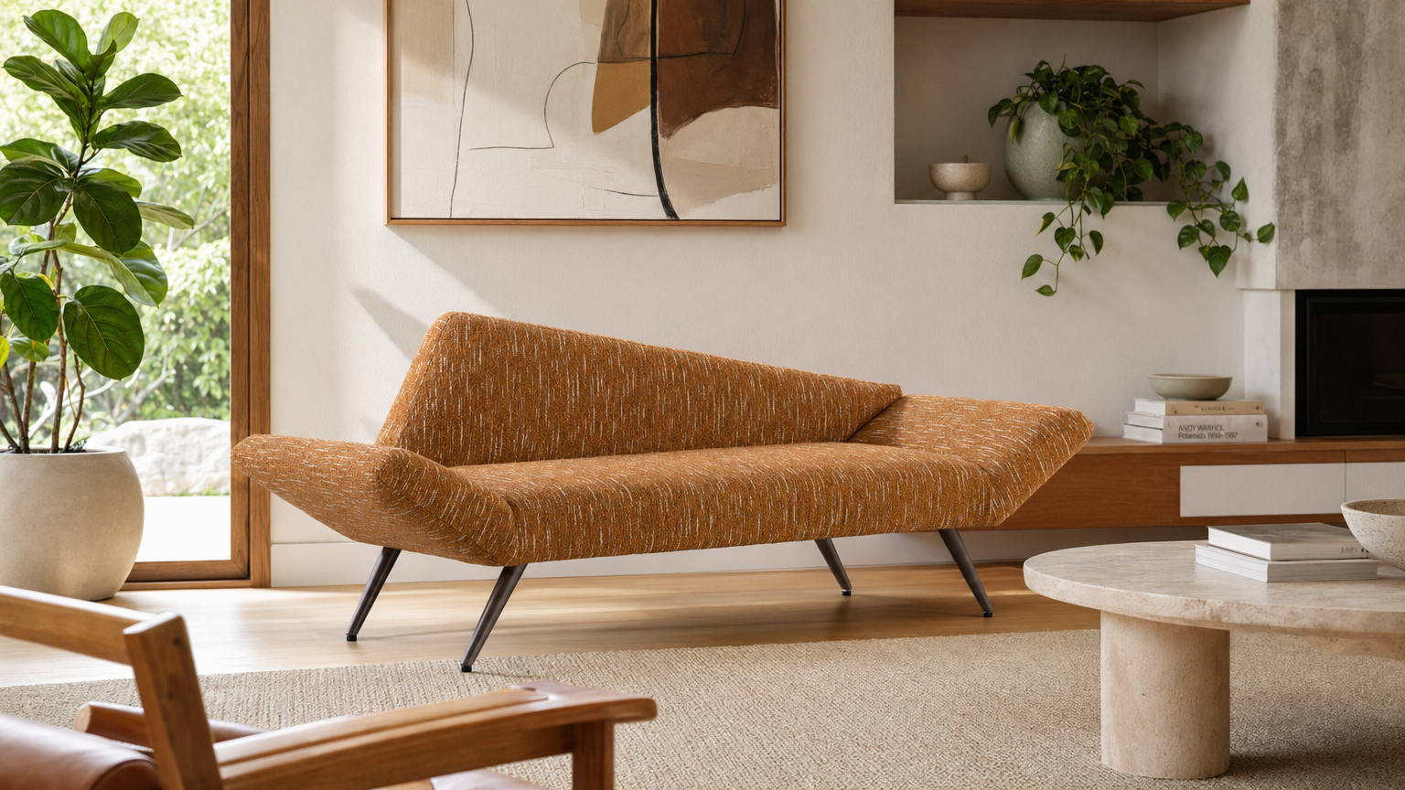 Toffee Mid-Century Daybed - lifestyle view by FOBOO