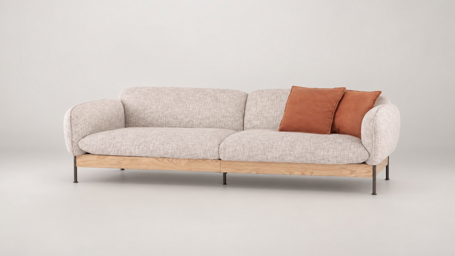 Oatmeal Linen Sofa with Oak Frame - FOBOO designer furniture