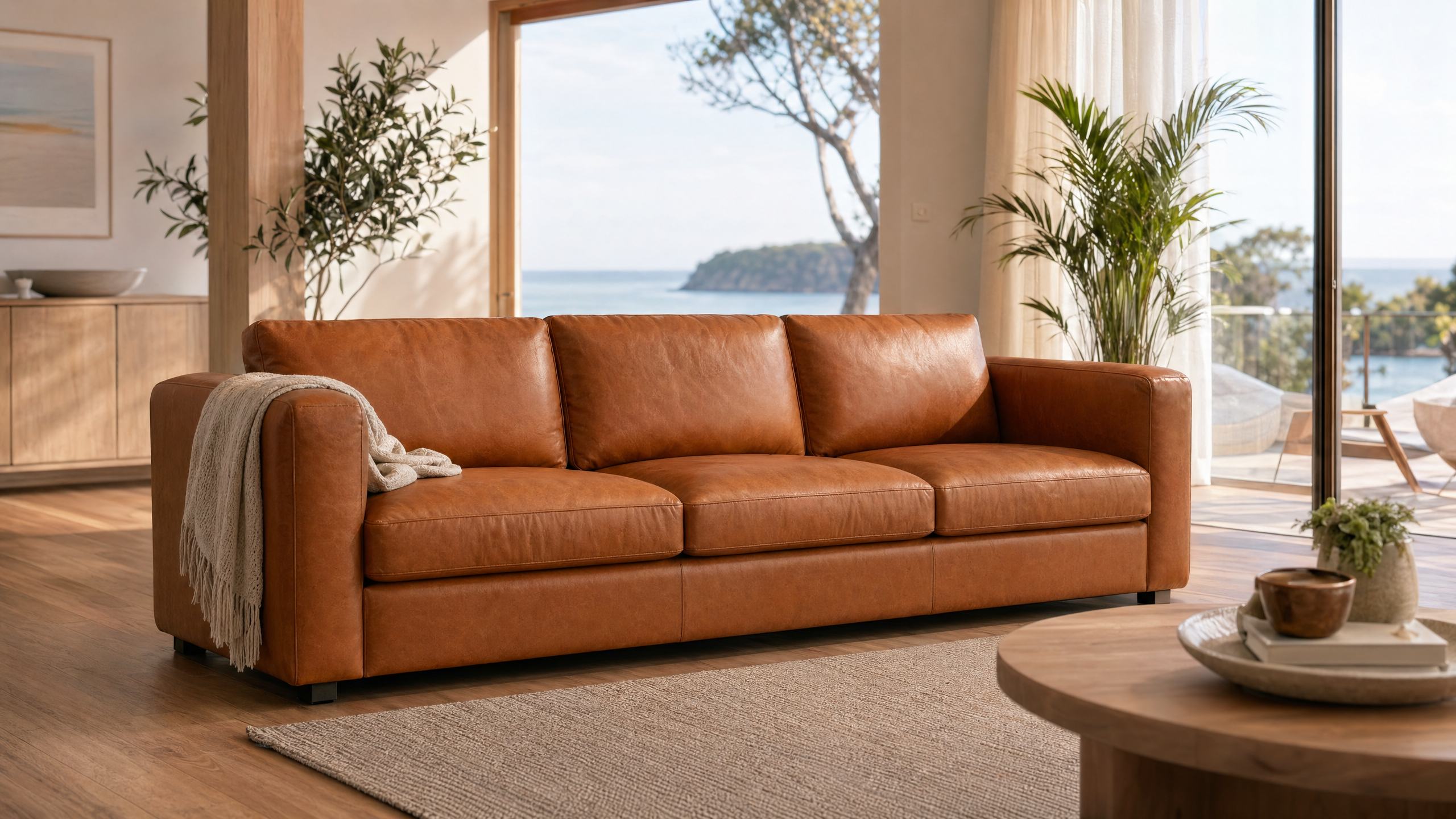 Dylan Leather Sofa - lifestyle view by FOBOO