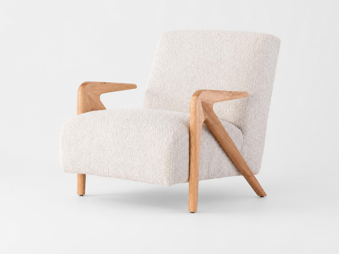 Snow Boucle Oak Armchair - FOBOO designer furniture