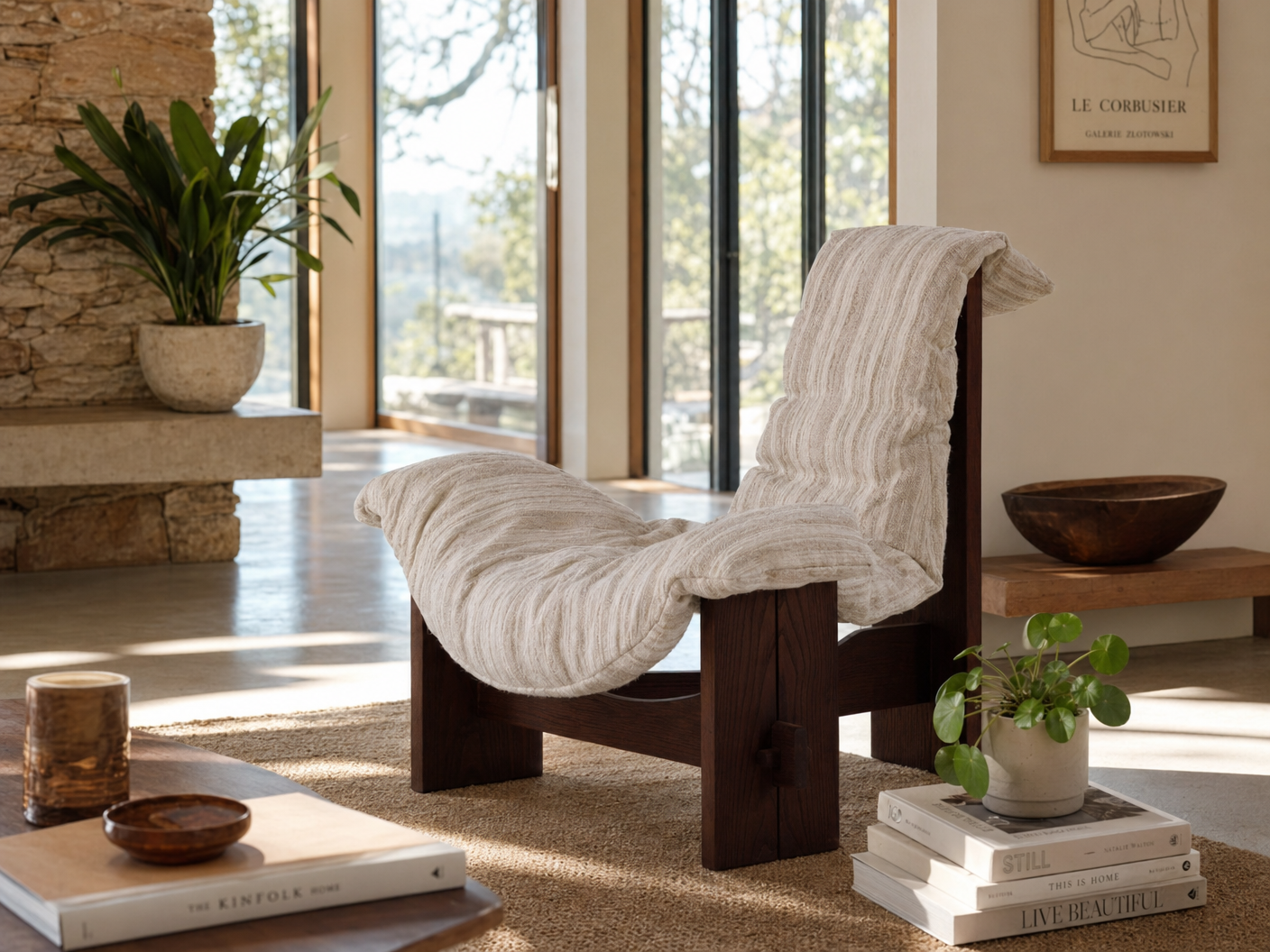 Driftwood Sling Lounge Chair - lifestyle view by FOBOO