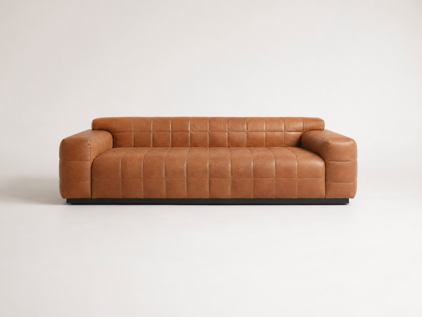 Waffle Leather Sofa - FOBOO designer furniture