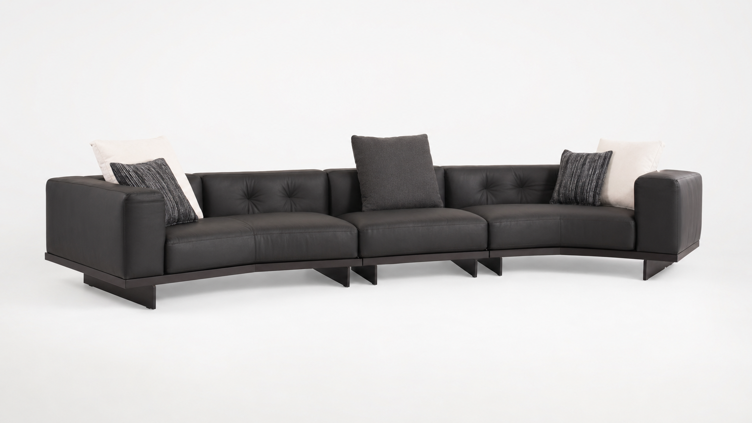 Obsidian Curved Leather Sectional - FOBOO designer furniture