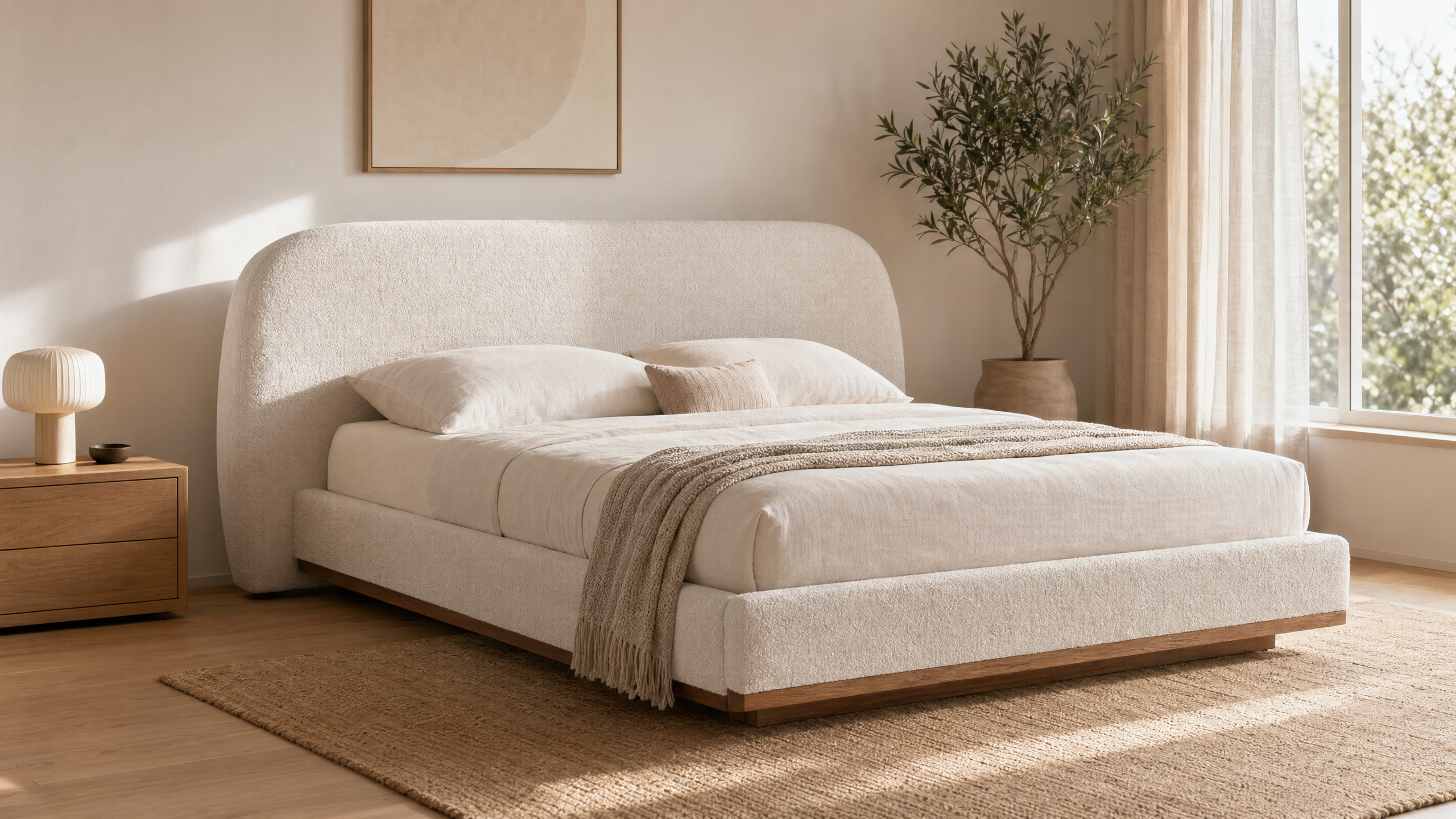 Nova Upholstered Bed - lifestyle view by FOBOO