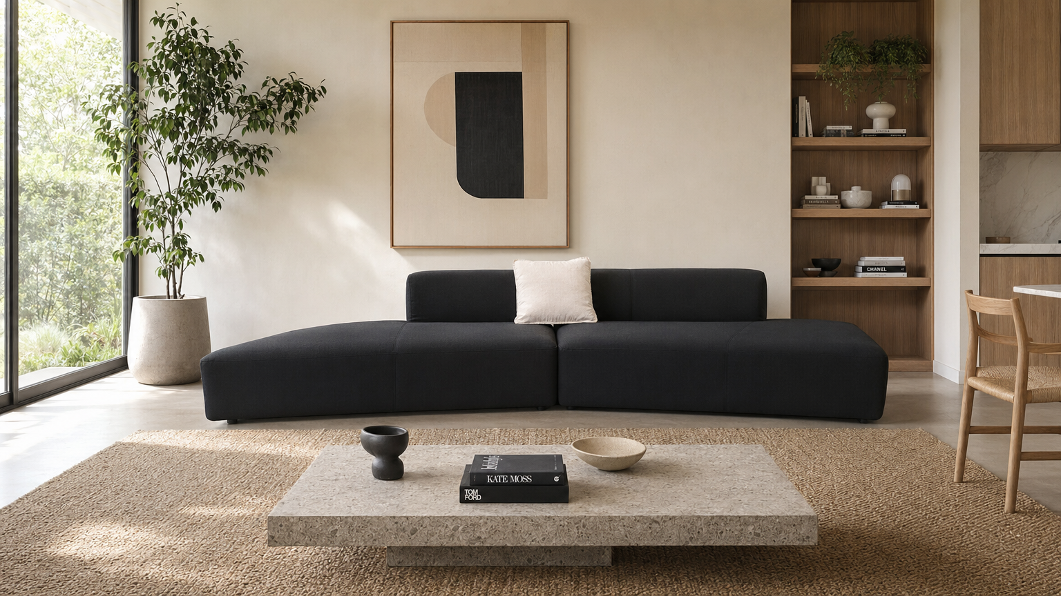 Charcoal Asymmetric Sectional - lifestyle view by FOBOO