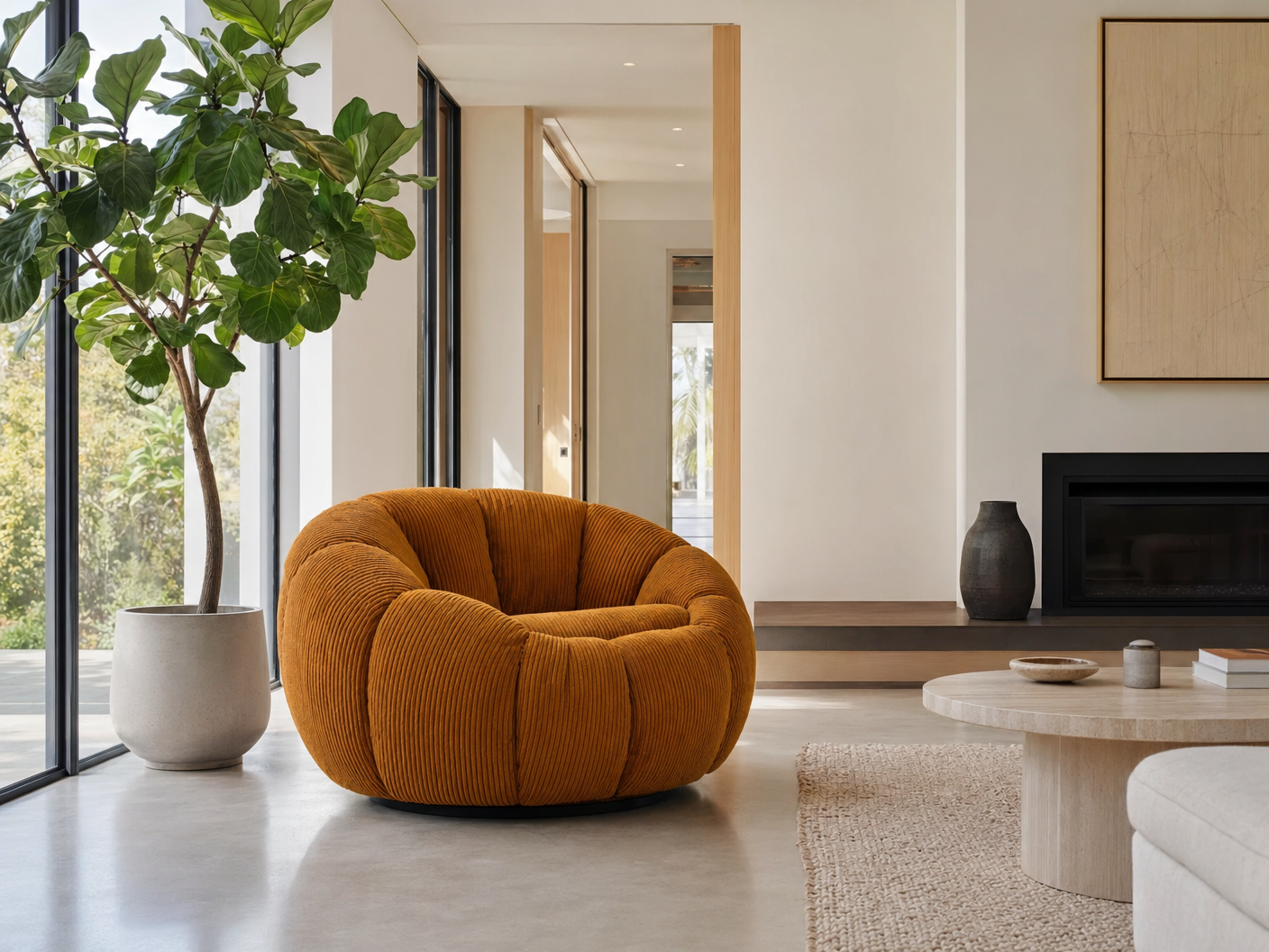 Amber Orbit Swivel Chair - lifestyle view by FOBOO