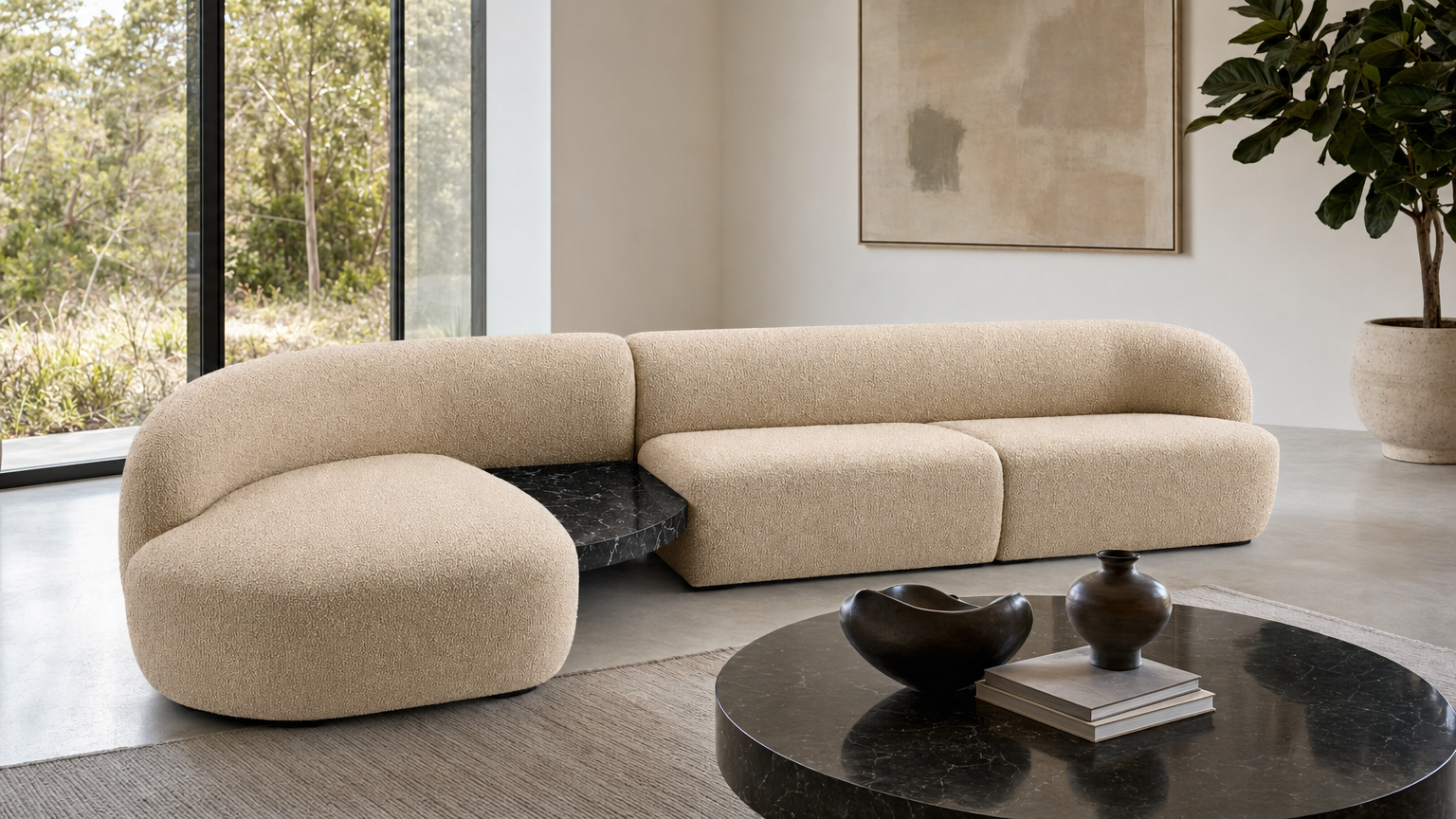 Barley Boucle Modular Sofa Set - lifestyle view by FOBOO