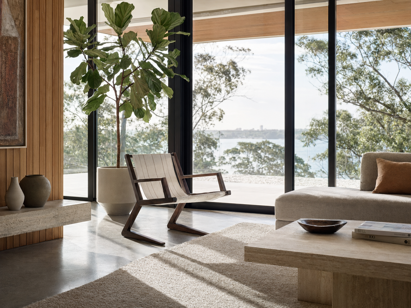 Driftwood Sling Lounge Chair - lifestyle view by FOBOO