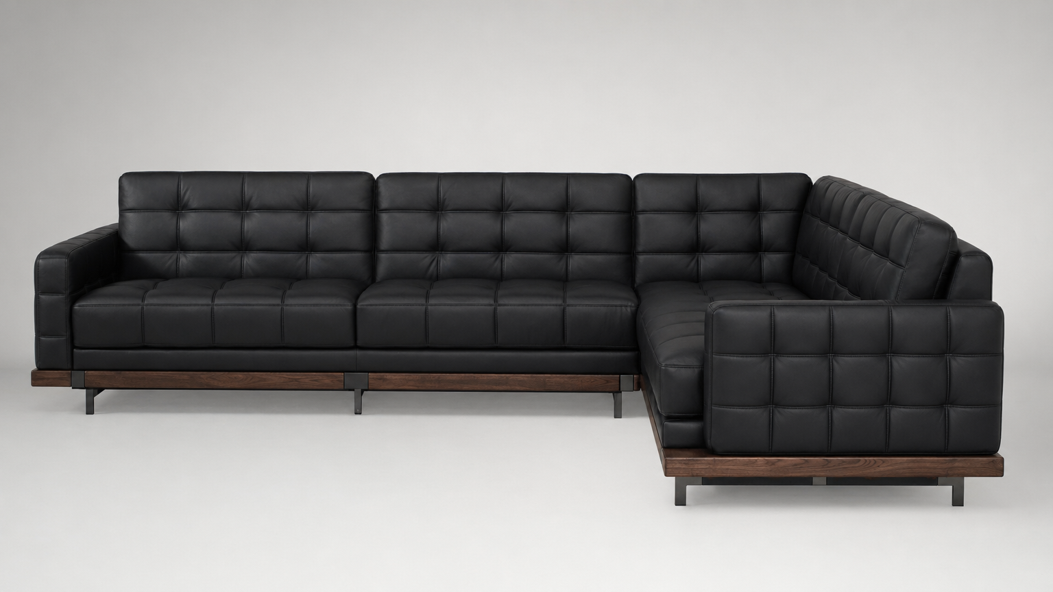 Ebony Quilted Leather Sectional - FOBOO designer furniture