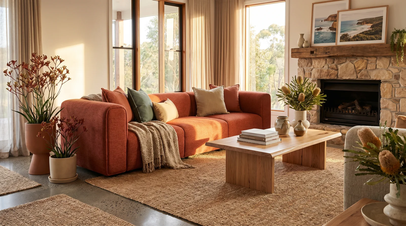 The Archini Living Honeypot Sofa - styled in living space