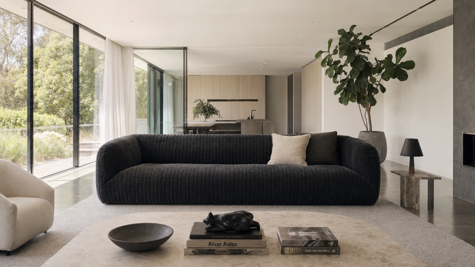 Ink Quilted Low-Profile Sofa - lifestyle view by FOBOO