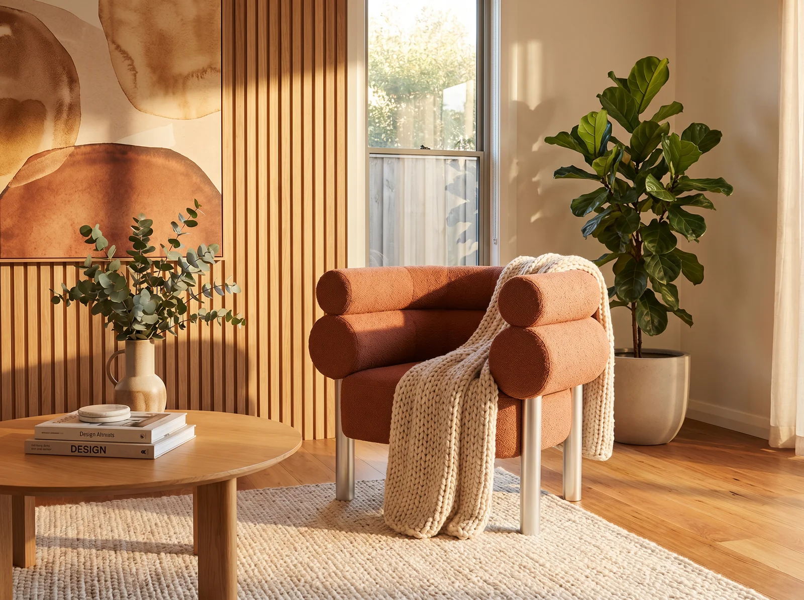 The Archini Living Koji Armchair - styled in living space