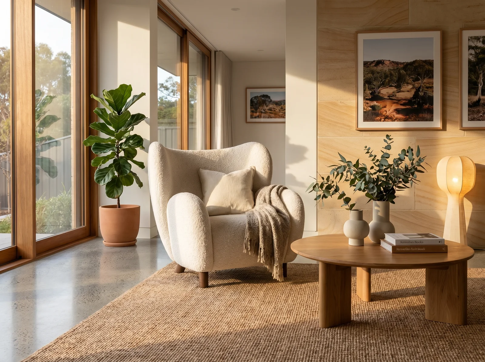 The Archini Living Lamb Armchair - styled in living space