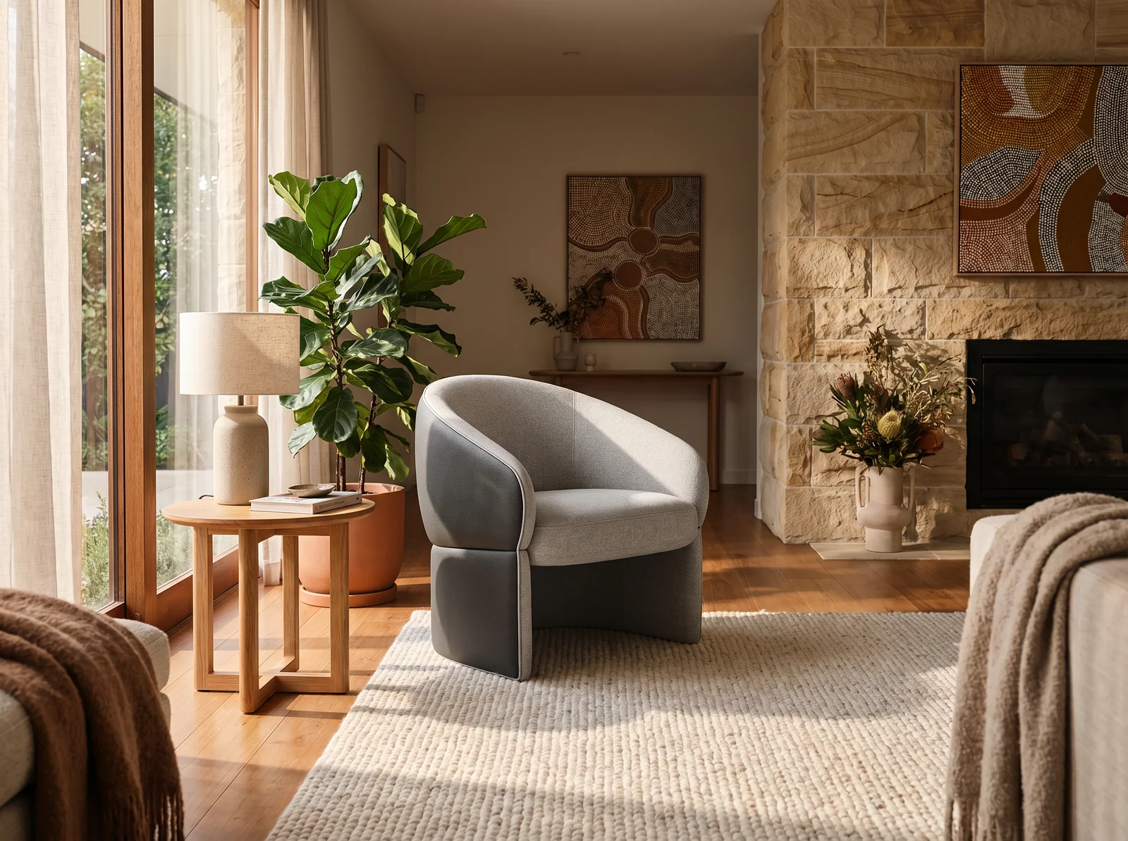 The Archini Living Mushroom Armchair - styled in living space