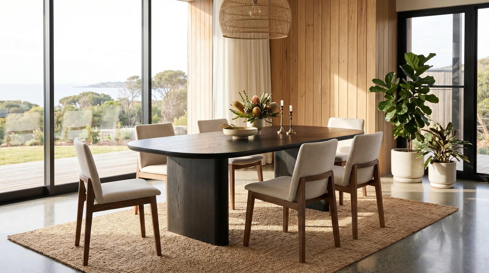 The Archini Living Numerator Dining Table - styled in living space