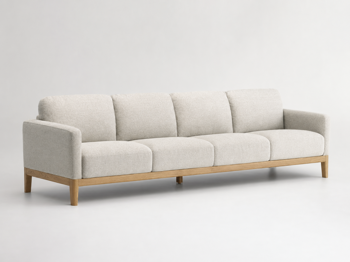 Oatmeal Linen Sofa with Oak Frame - FOBOO designer furniture