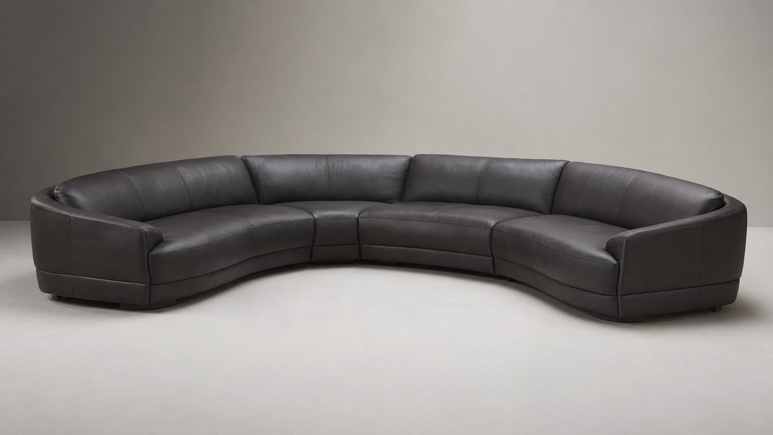 Obsidian Curved Leather Sectional - FOBOO designer furniture