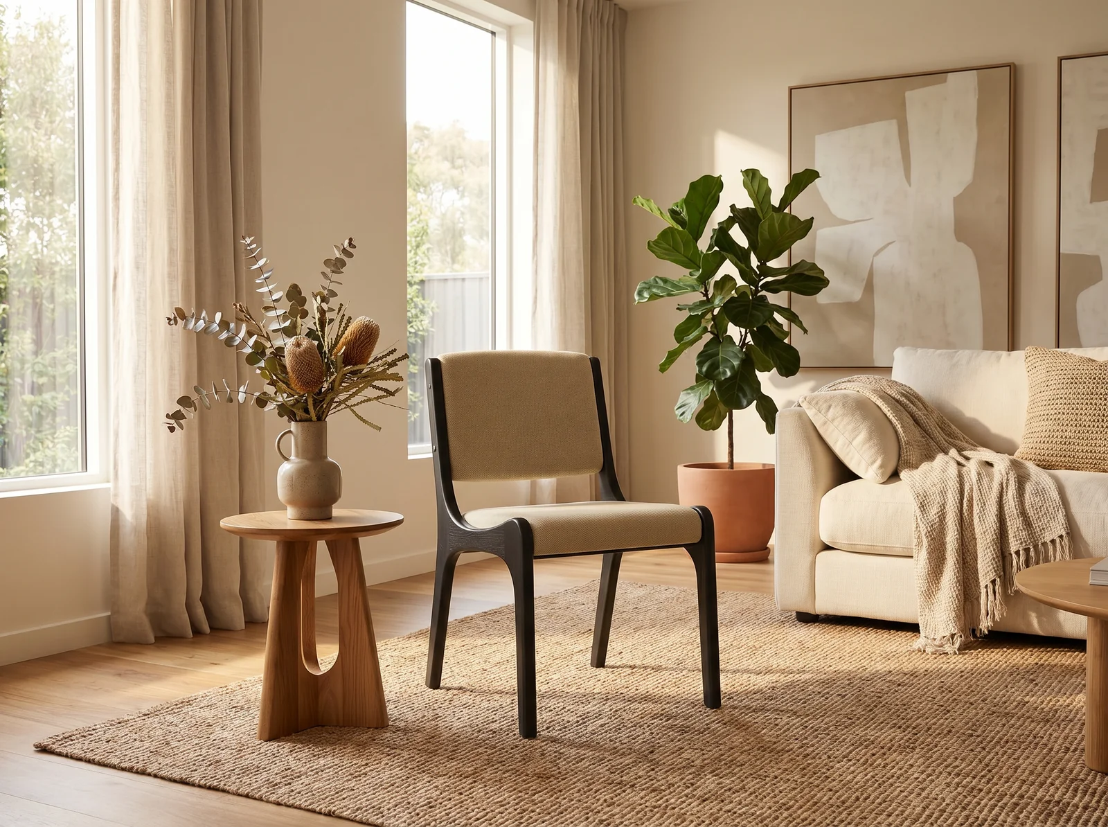 The Archini Living Perch Dining Chair - styled in living space