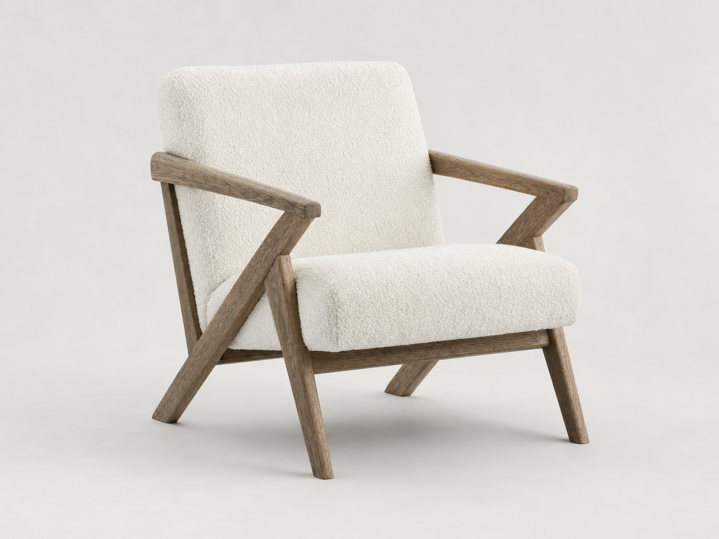 Snow Boucle Oak Armchair - FOBOO designer furniture