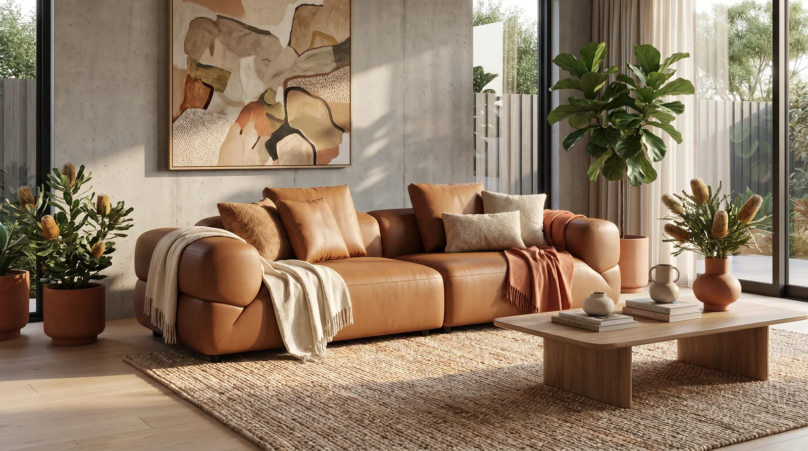 The Archini Living Stone Sofa - styled in living space