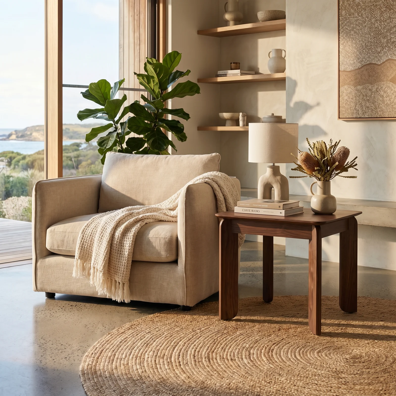 The Archini Living Swallow Side Table - styled in living space